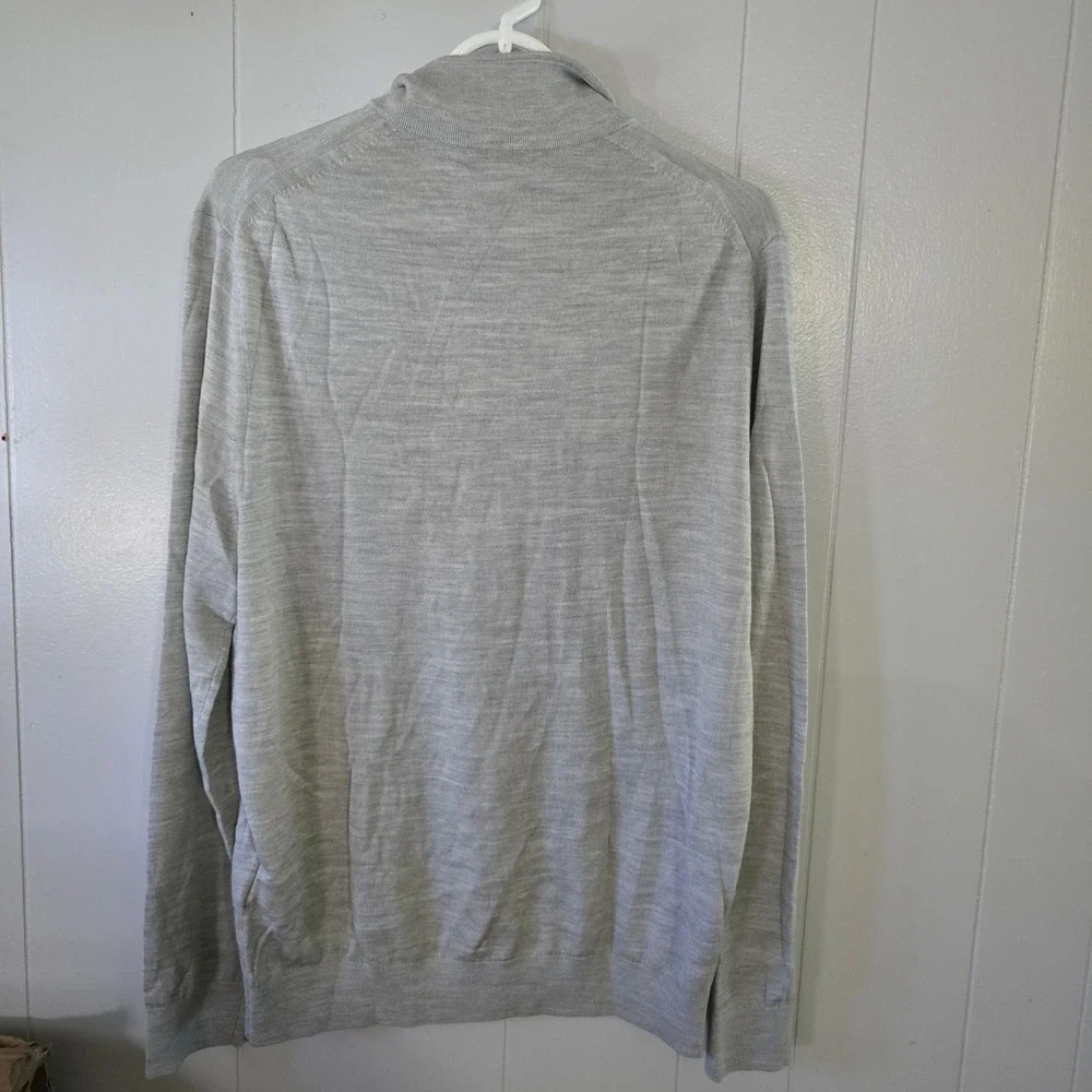 Reiss Blackhaller Quarter Zip Sweater‎ Mens XL Pale Grey Wool Blend Funnel Neck